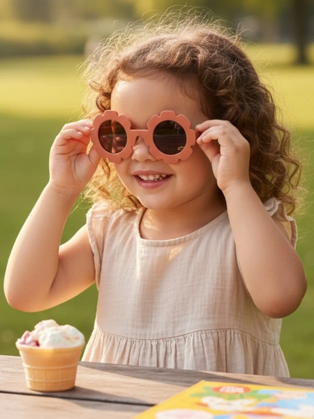 Matte Kids Flower Sunnies In Rust - Picture 6 of 9